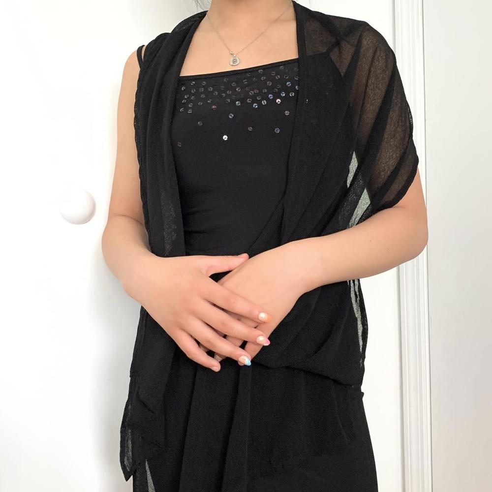 Dress With Attached Wrap Shawl